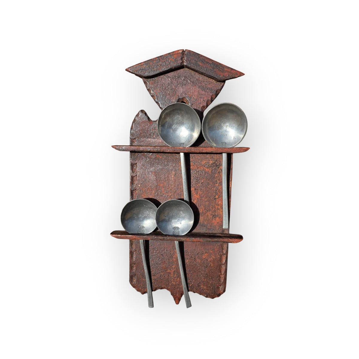 A Late 17th Century Diminutive Painted Treen Spoon Rack (Lepelrek), Low Countries, circa 1670–1700