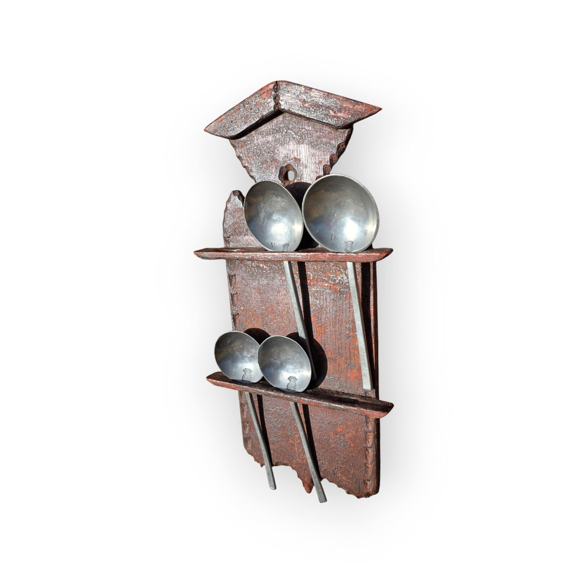 A Late 17th Century Diminutive Painted Treen Spoon Rack (Lepelrek), Low Countries, circa 1670–1700