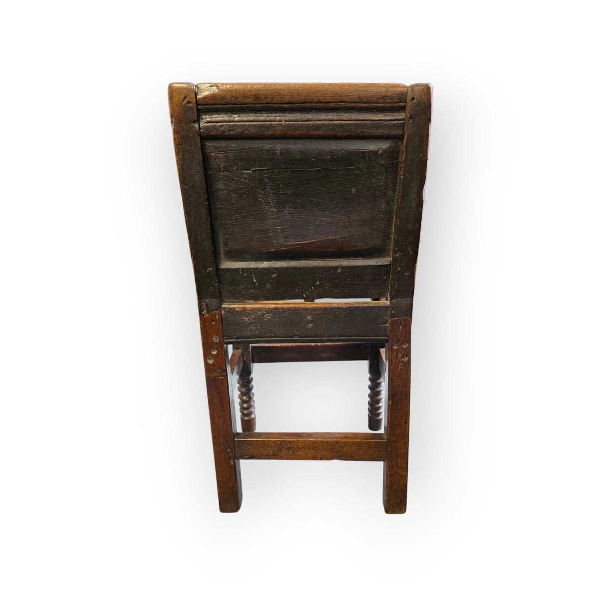 17th Century and Later Antique Oak Child’s High Chair, the Carved Back Dated "1670"