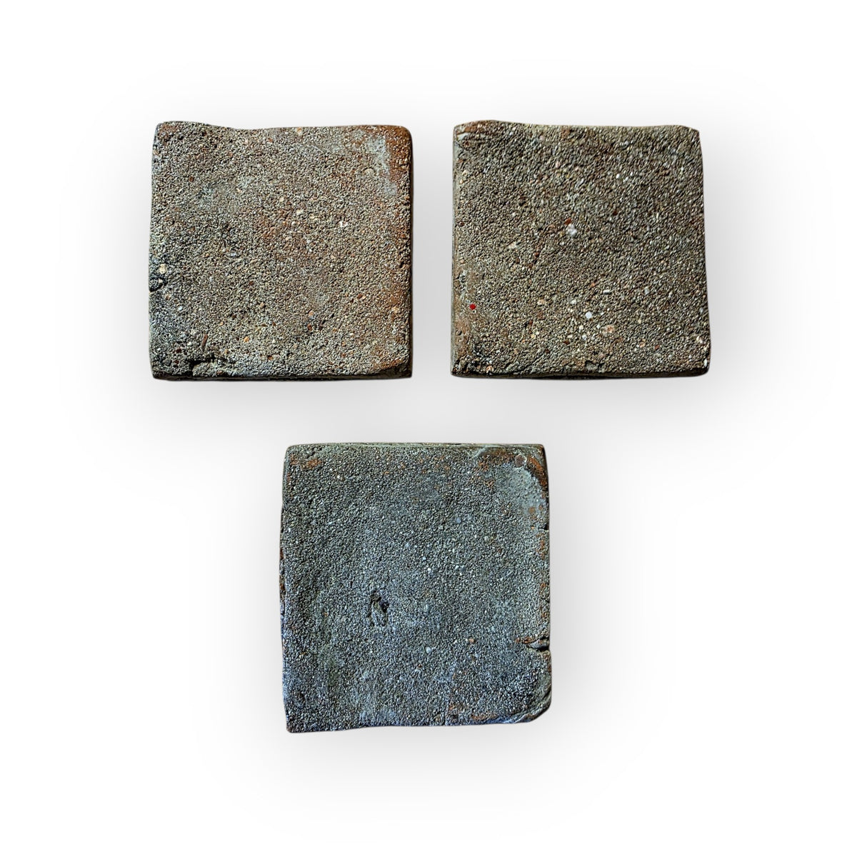 Set of Three English Late 14th Century Medieval Antique Heraldic Relief Floor Tiles, Bawsey, Norfolk, c.1375–1400