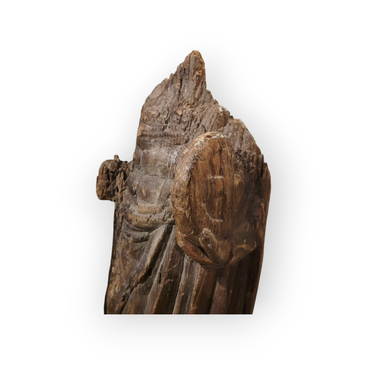 15th‑Century Antique Carved Oak Hammerbeam Figurehead – Medieval Architectural Sculpture