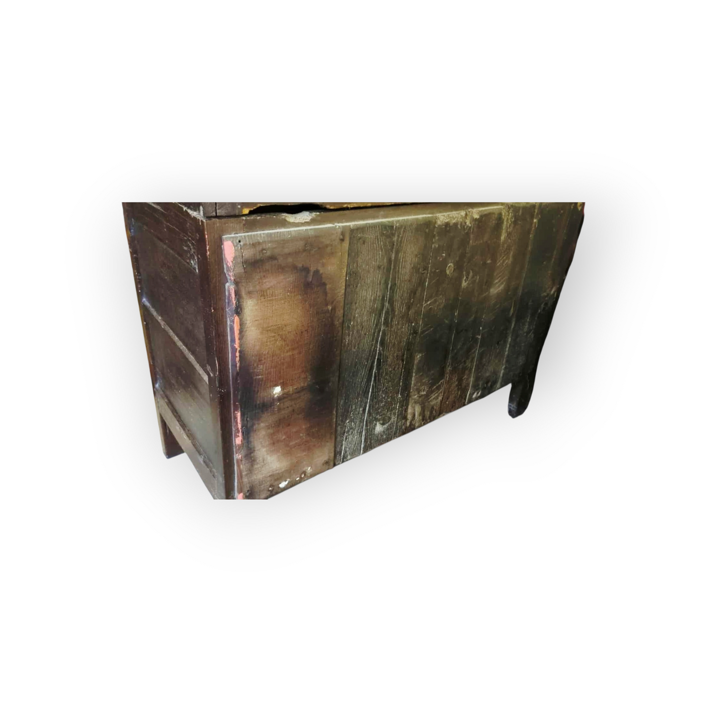 17th-Century English Antique Oak Court Cupboard of Small Proportions with Original Iron Butterfly Hinges