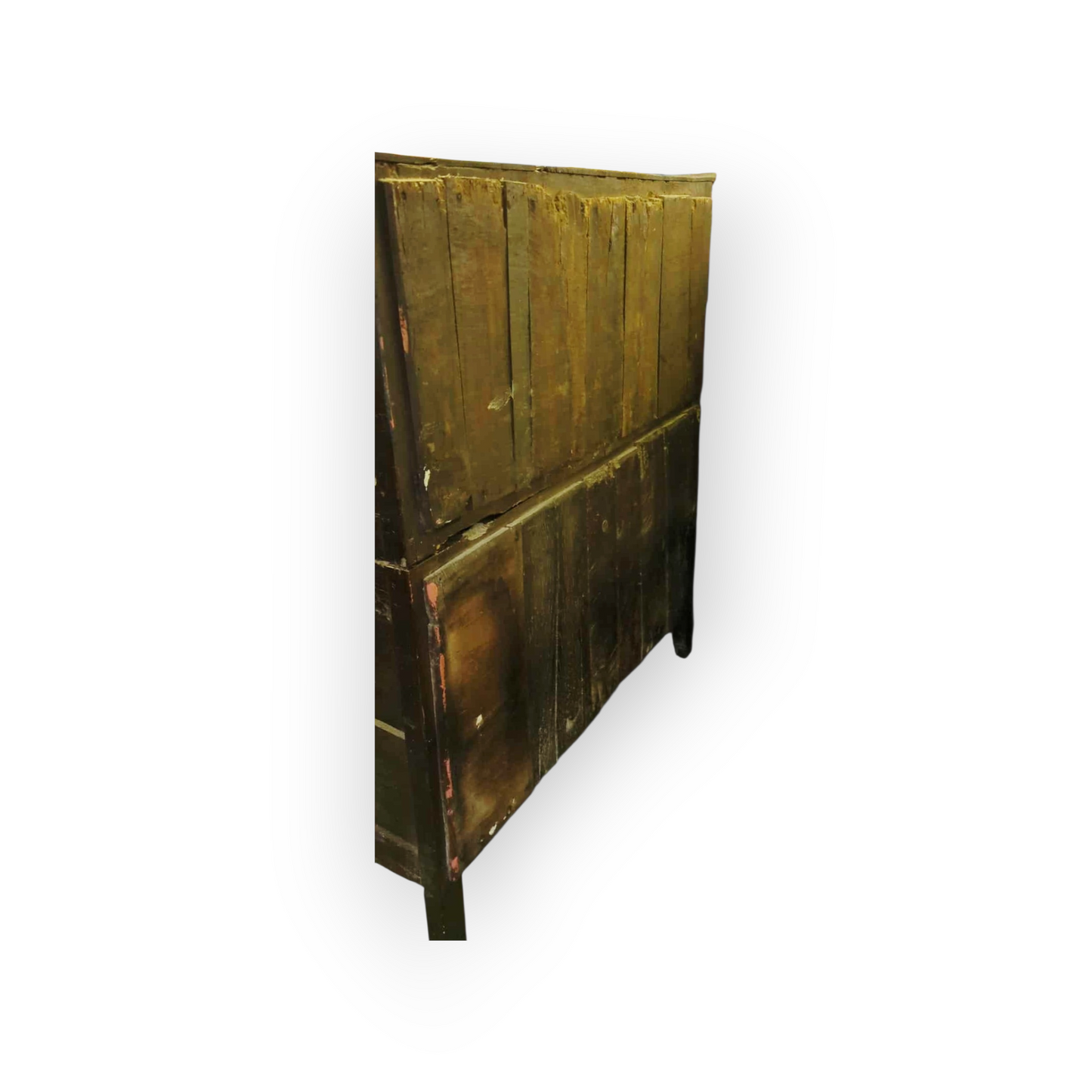 17th-Century English Antique Oak Court Cupboard of Small Proportions with Original Iron Butterfly Hinges