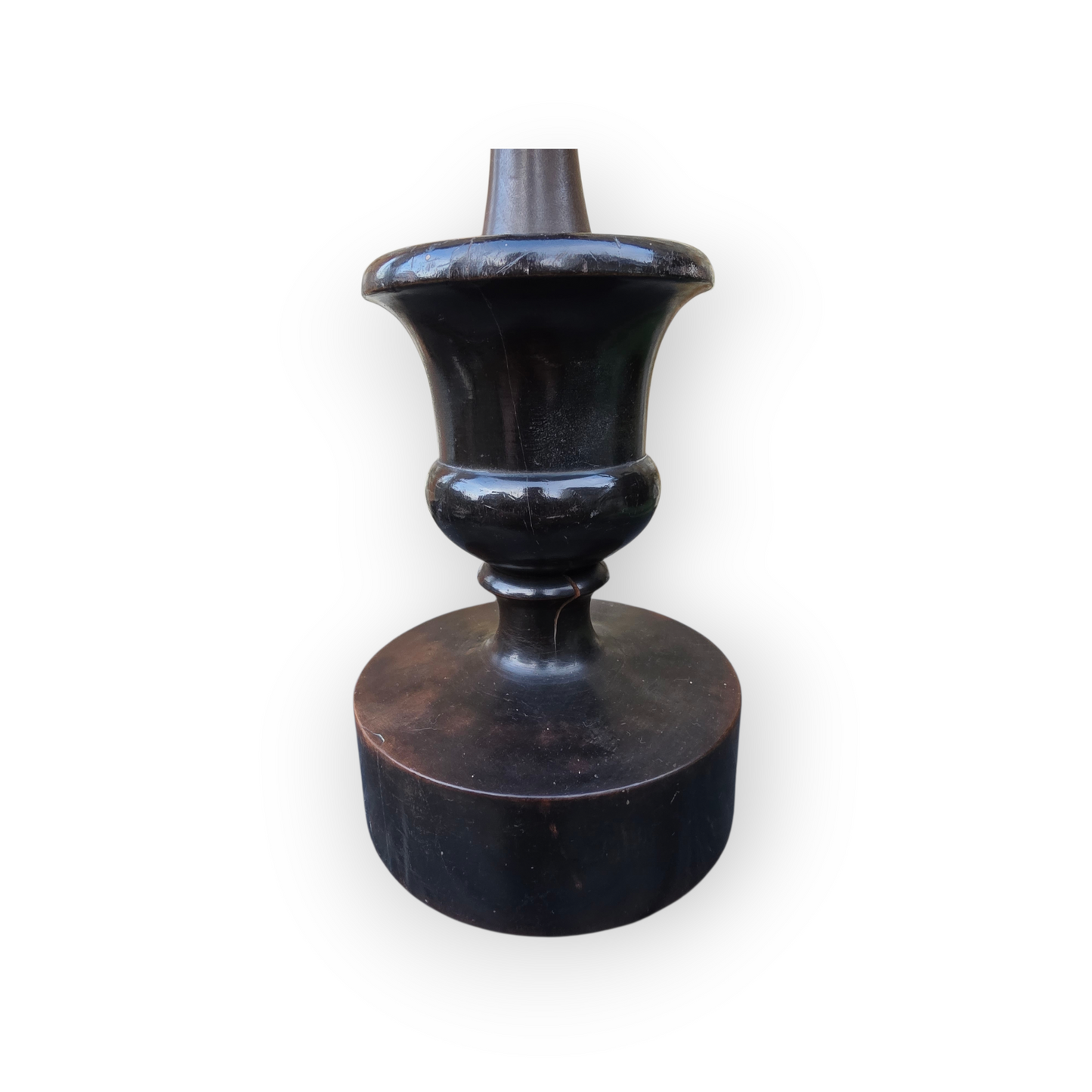 Rare 18th-Century Italian Carved Wood & Brass Candlestick