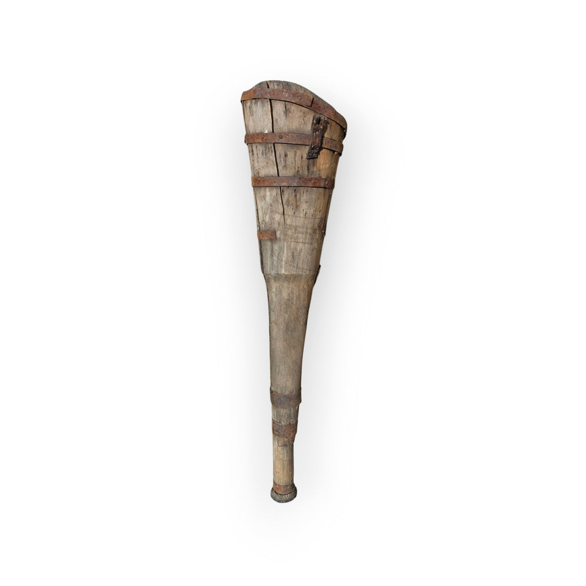 A Rare, Museum Quality, 18th Century Antique Iron-Bound Wooden Peg Leg Prosthesis