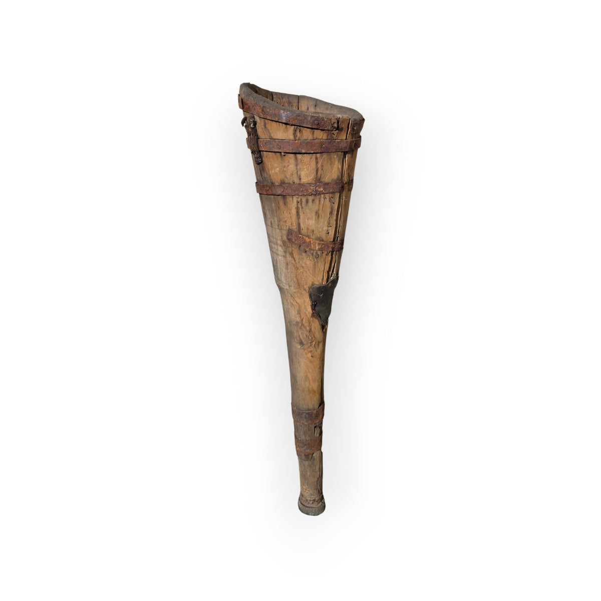 A Rare, Museum Quality, 18th Century Antique Iron-Bound Wooden Peg Leg Prosthesis