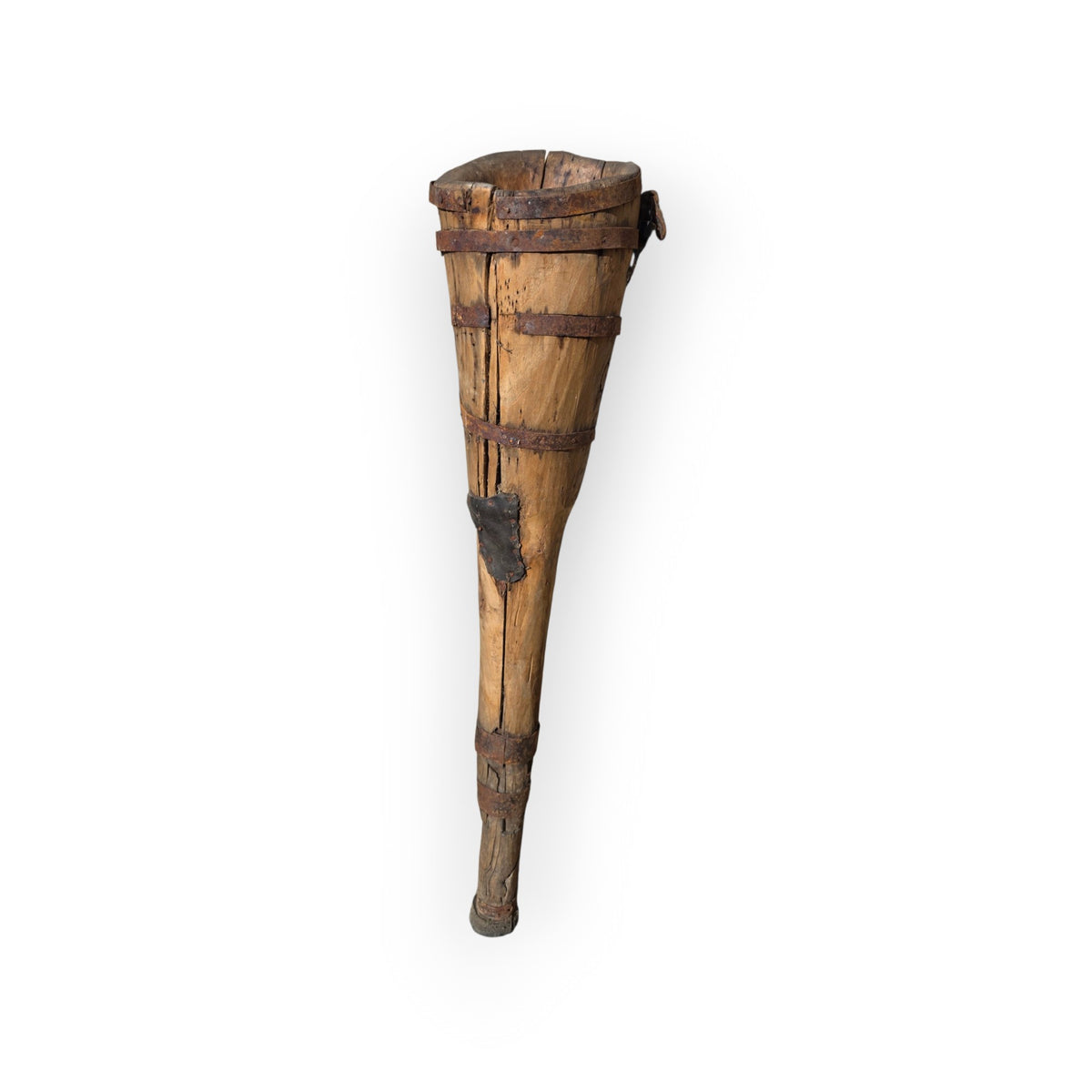 A Rare, Museum Quality, 18th Century Antique Iron-Bound Wooden Peg Leg Prosthesis