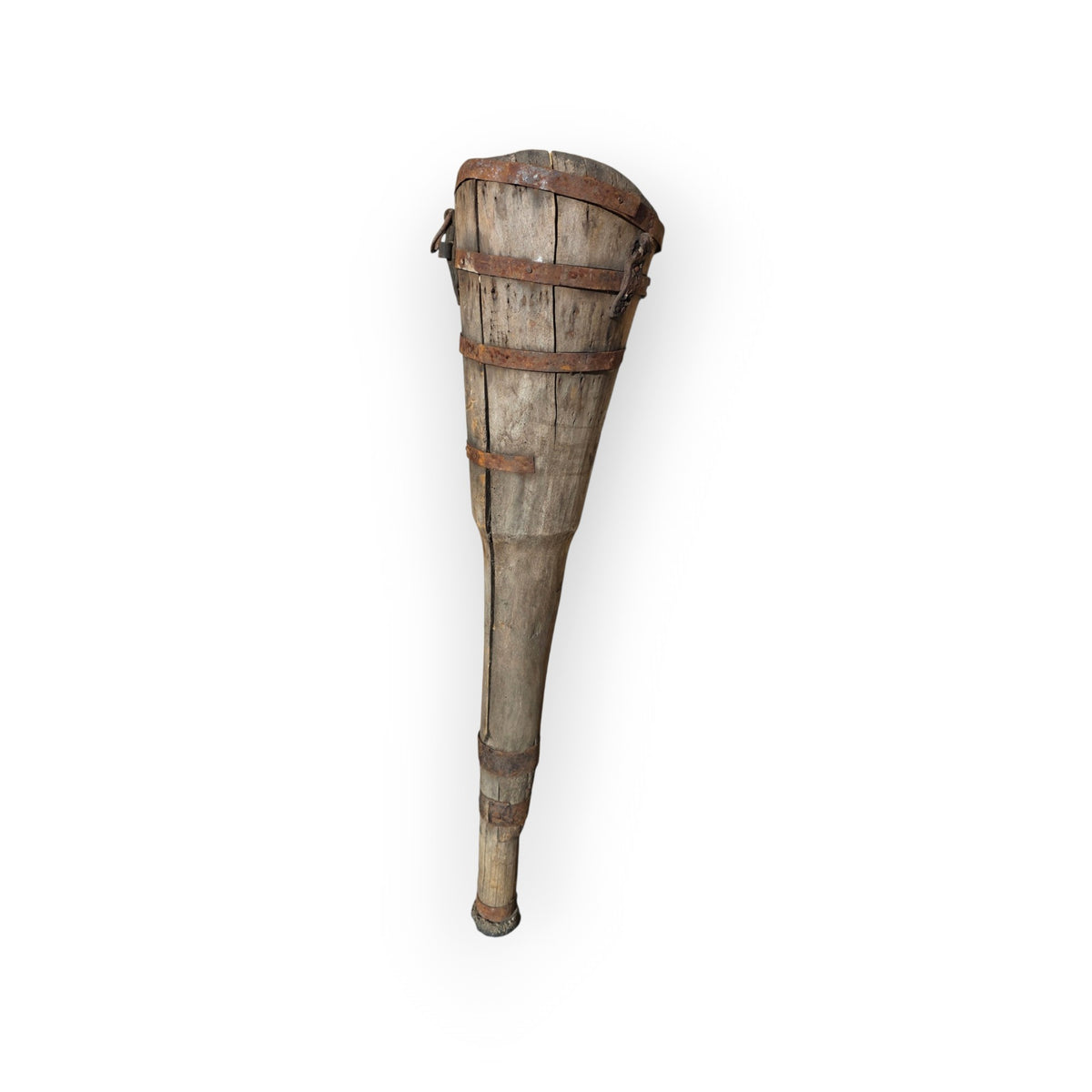 A Rare, Museum Quality, 18th Century Antique Iron-Bound Wooden Peg Leg Prosthesis