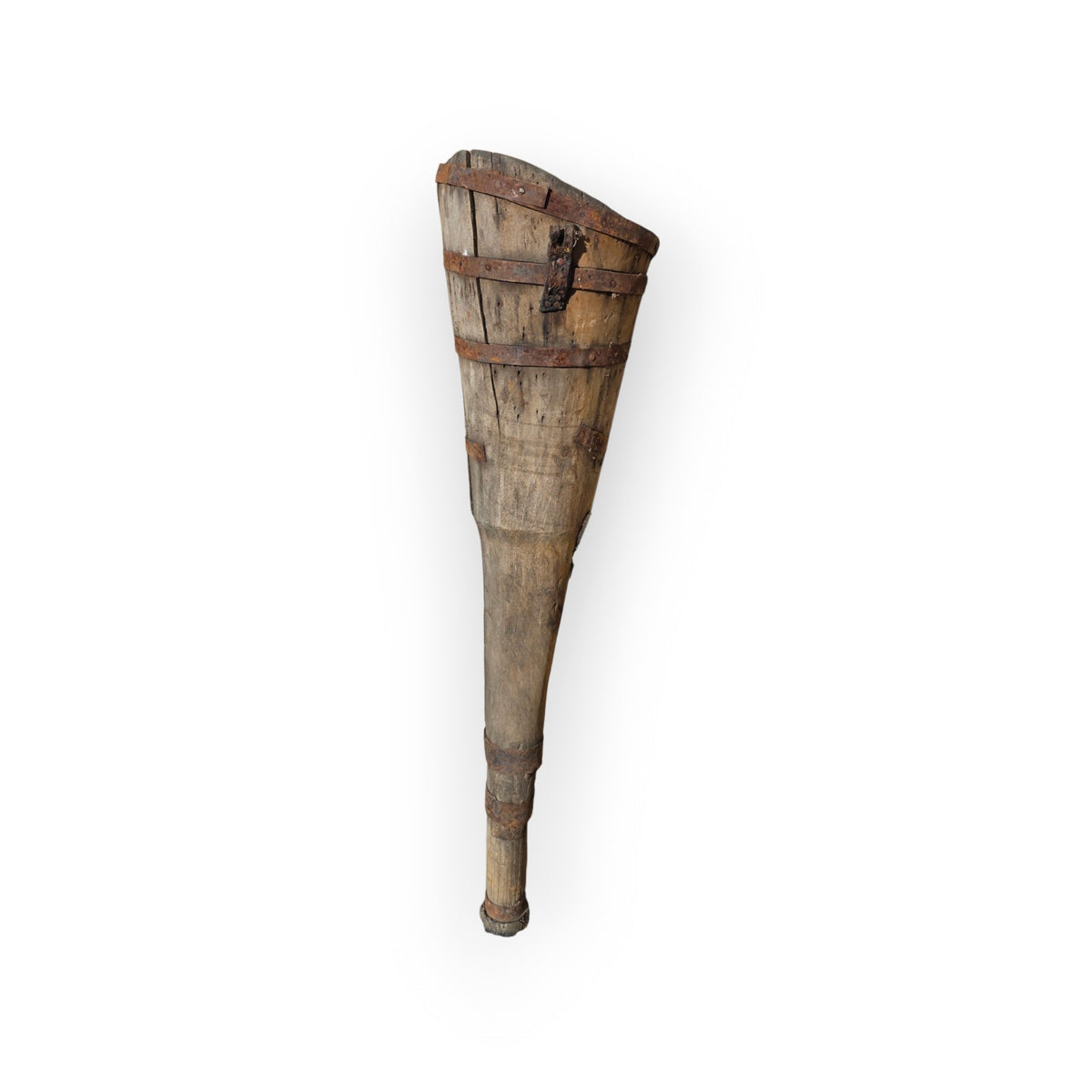 A Rare, Museum Quality, 18th Century Antique Iron-Bound Wooden Peg Leg Prosthesis