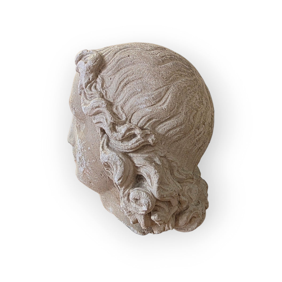 A 16th Century French Gothic Antique Carved Limestone Head of a Youth, probably an Angel or Youthful Saint, Attributed to Northern France, Troyes, Champagne, c.1500–1540
