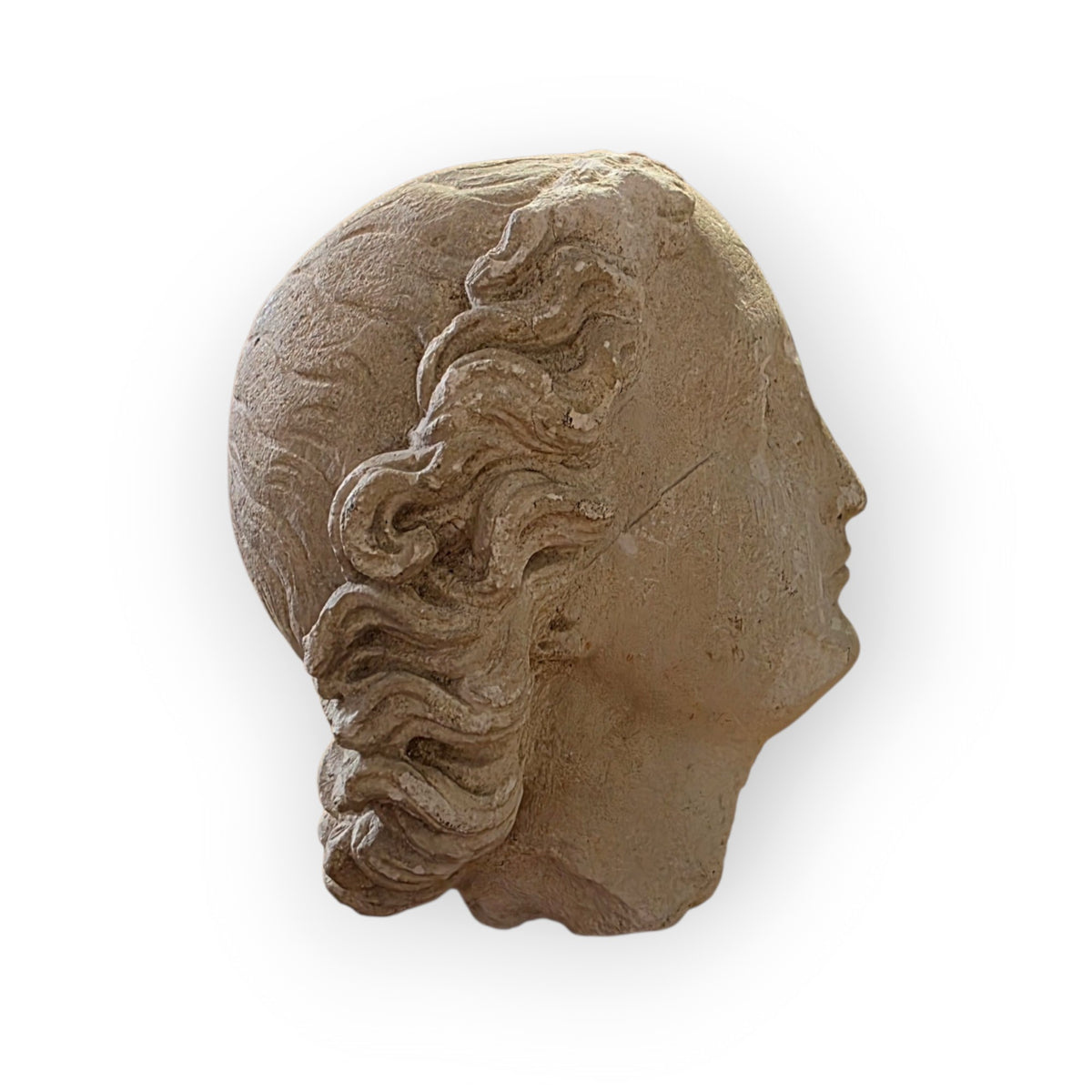 A 16th Century French Gothic Antique Carved Limestone Head of a Youth, probably an Angel or Youthful Saint, Attributed to Northern France, Troyes, Champagne, c.1500–1540