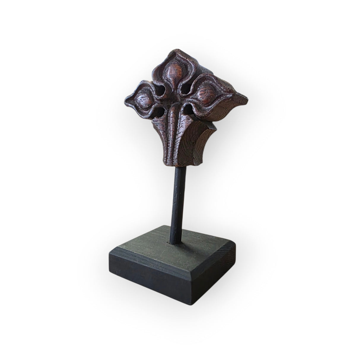 A Diminutive Victorian Gothic Revival Carved Oak Foliate Finial, Mounted as a Sculpture, Probably English, c.1850–1880