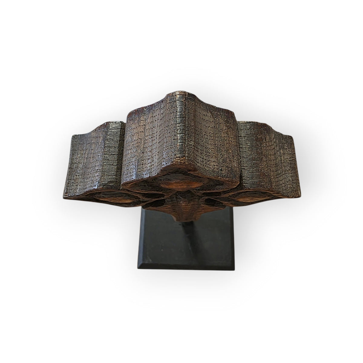 A Diminutive Victorian Gothic Revival Carved Oak Foliate Finial, Mounted as a Sculpture, Probably English, c.1850–1880