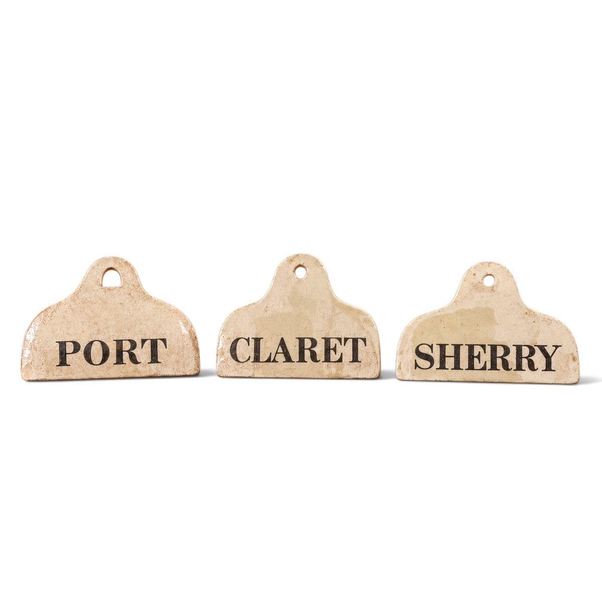 Three 19th-century English Antique Country House Bin Labels / Wine Labels - Port, Claret and Sherry