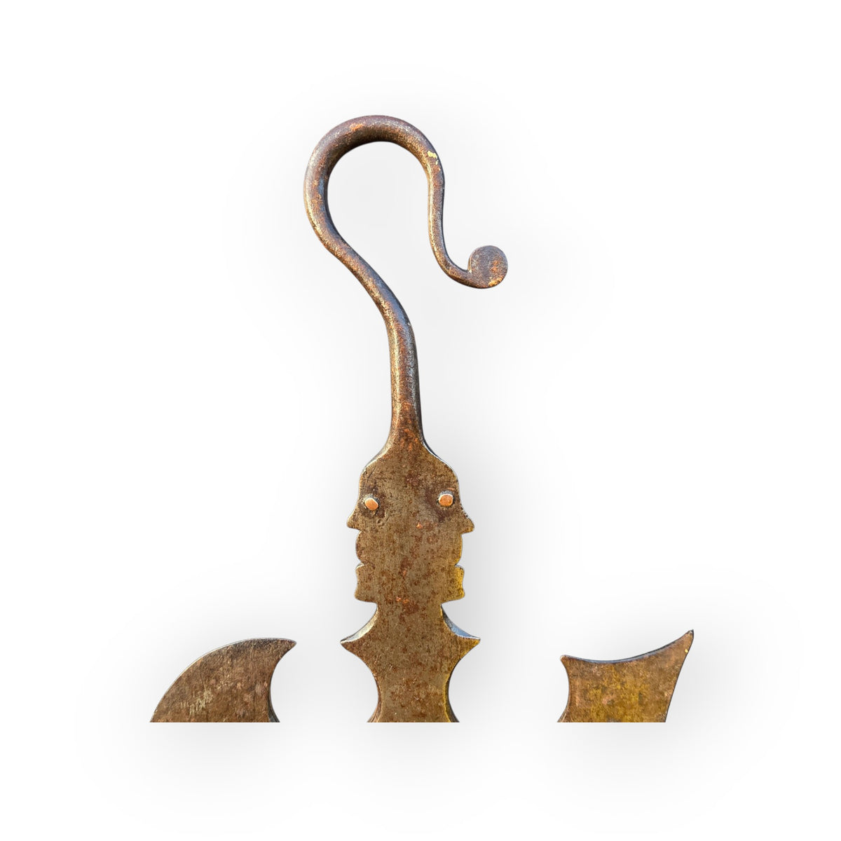 A Rare 19th Century English Antique Hand Forged Steel Friendly Society Staff Head of Halberd and Crozier Form