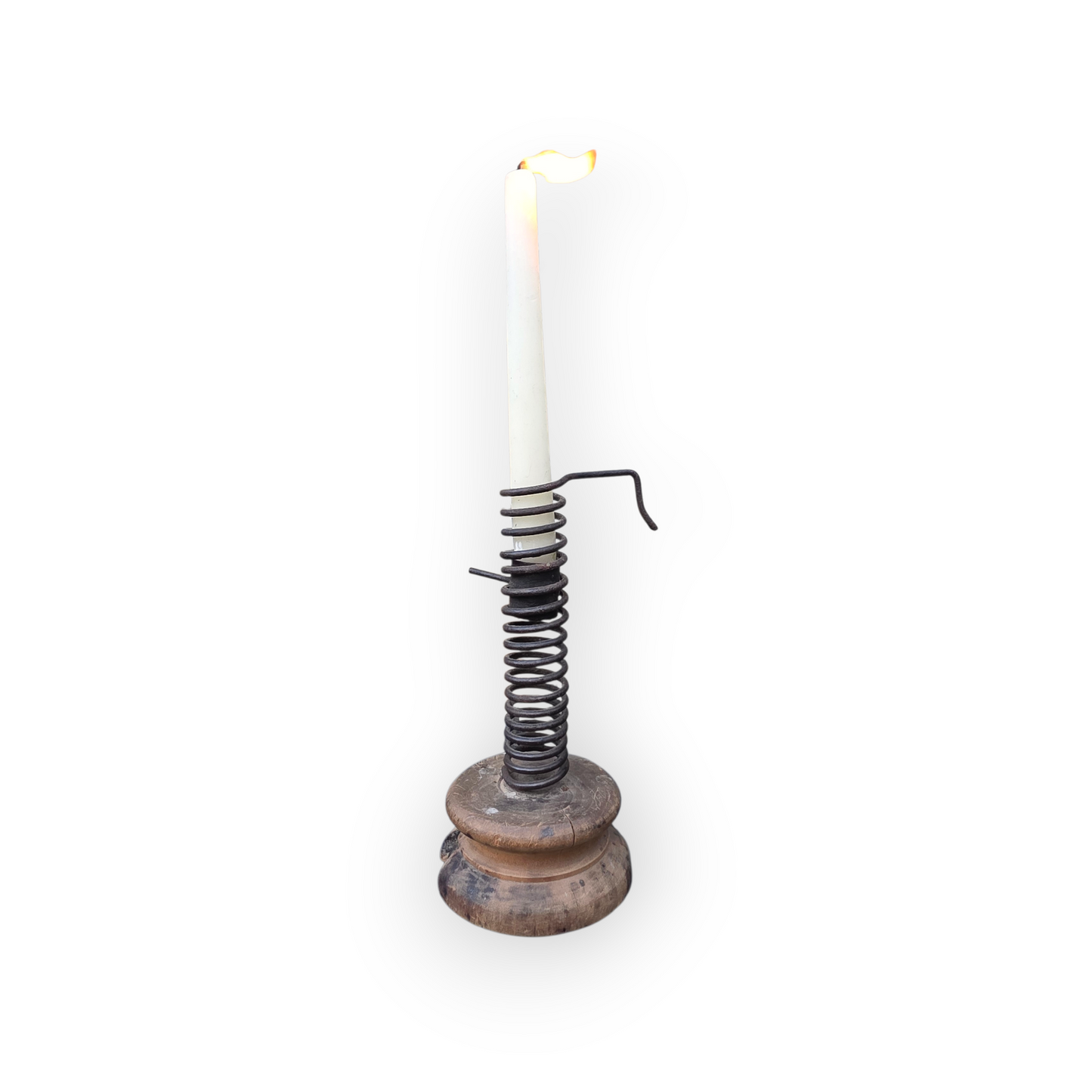 Large, Late 18th-Century Rustic Antique Rat Tail Candlestick / Rat-de-Cave / Courting Candlestick