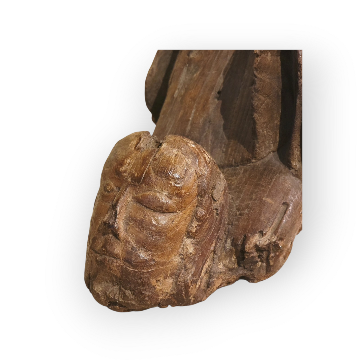 15th‑Century Antique Carved Oak Hammerbeam Figurehead – Medieval Architectural Sculpture