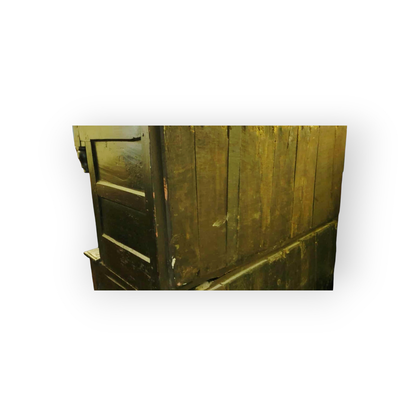 17th-Century English Antique Oak Court Cupboard of Small Proportions with Original Iron Butterfly Hinges