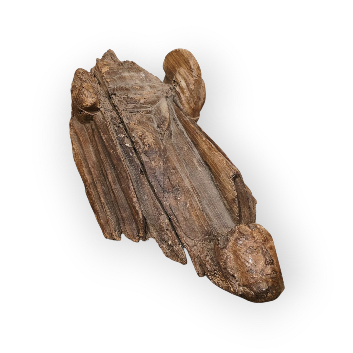 15th‑Century Antique Carved Oak Hammerbeam Figurehead – Medieval Architectural Sculpture