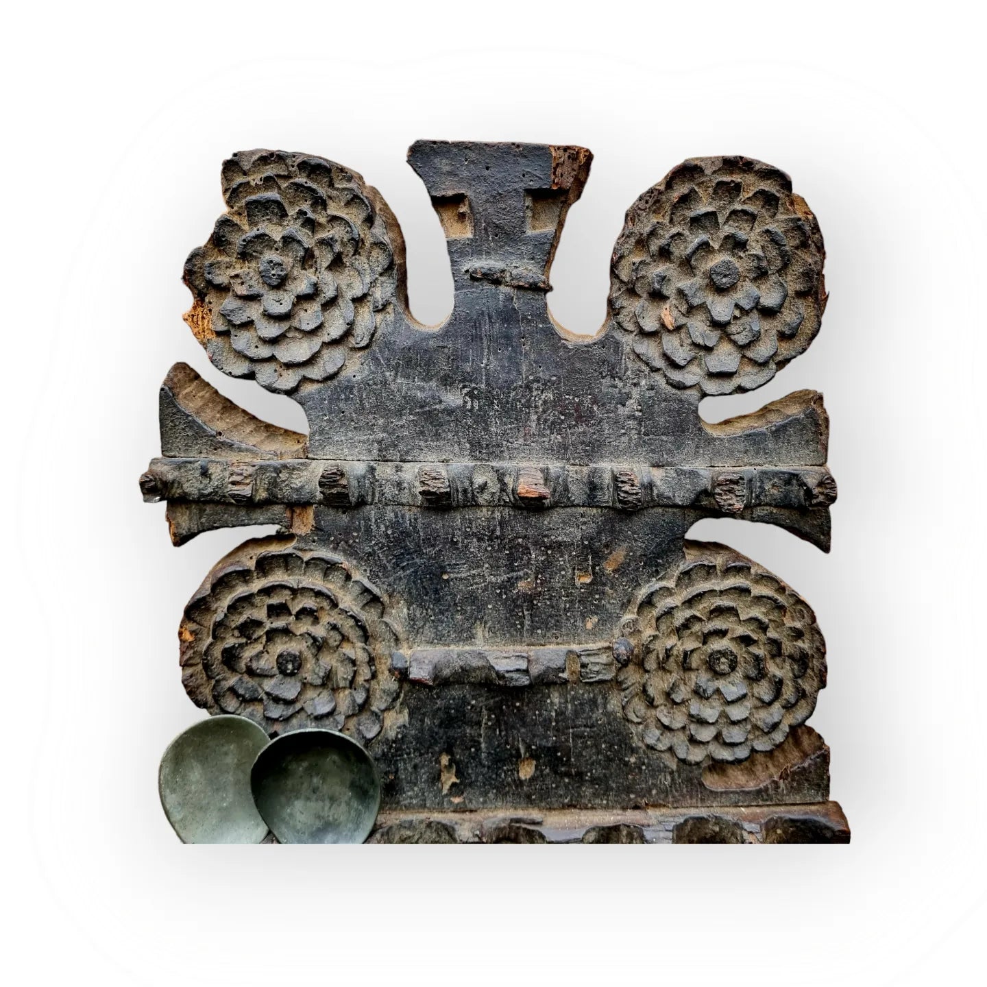 A Primitive Early 17thC English / Dutch Antique Oak Spoon Rack In Attic-Found Condition