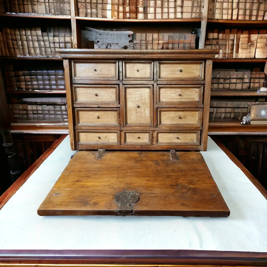 Late 17th Century Dutch Antique Oak Table Cabinet or Collectors Cabinet