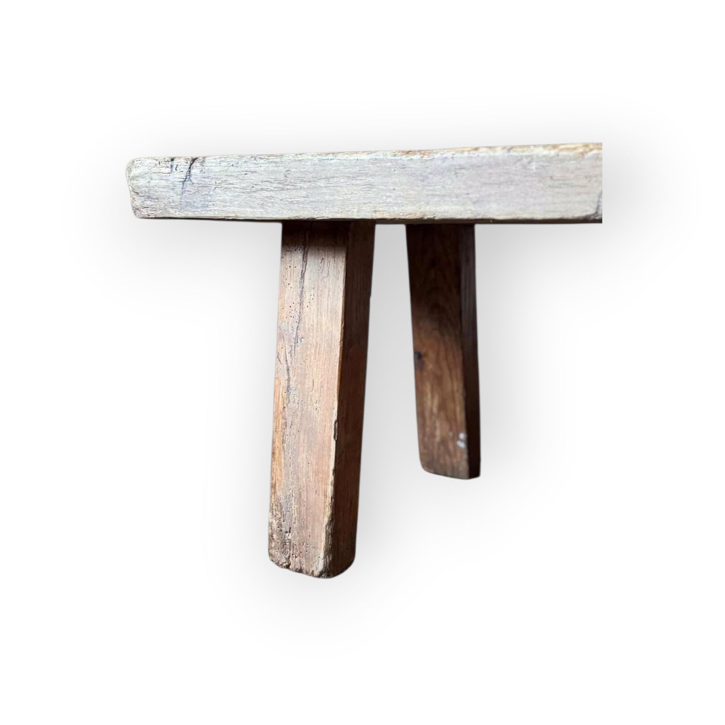Late 18th‑Century Primitive Antique Pig Bench – Slab‑Top Farm Stool