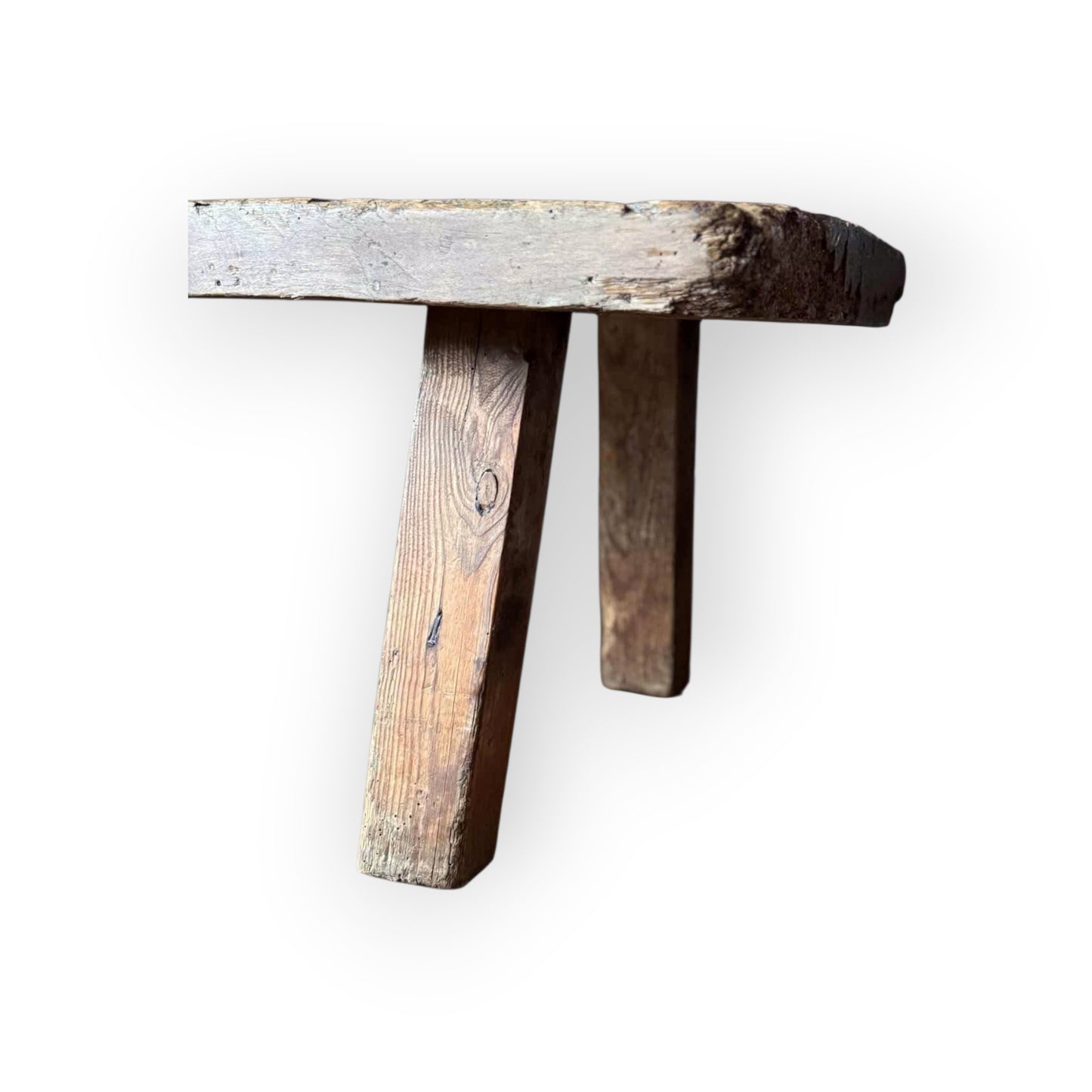 Late 18th‑Century Primitive Antique Pig Bench – Slab‑Top Farm Stool