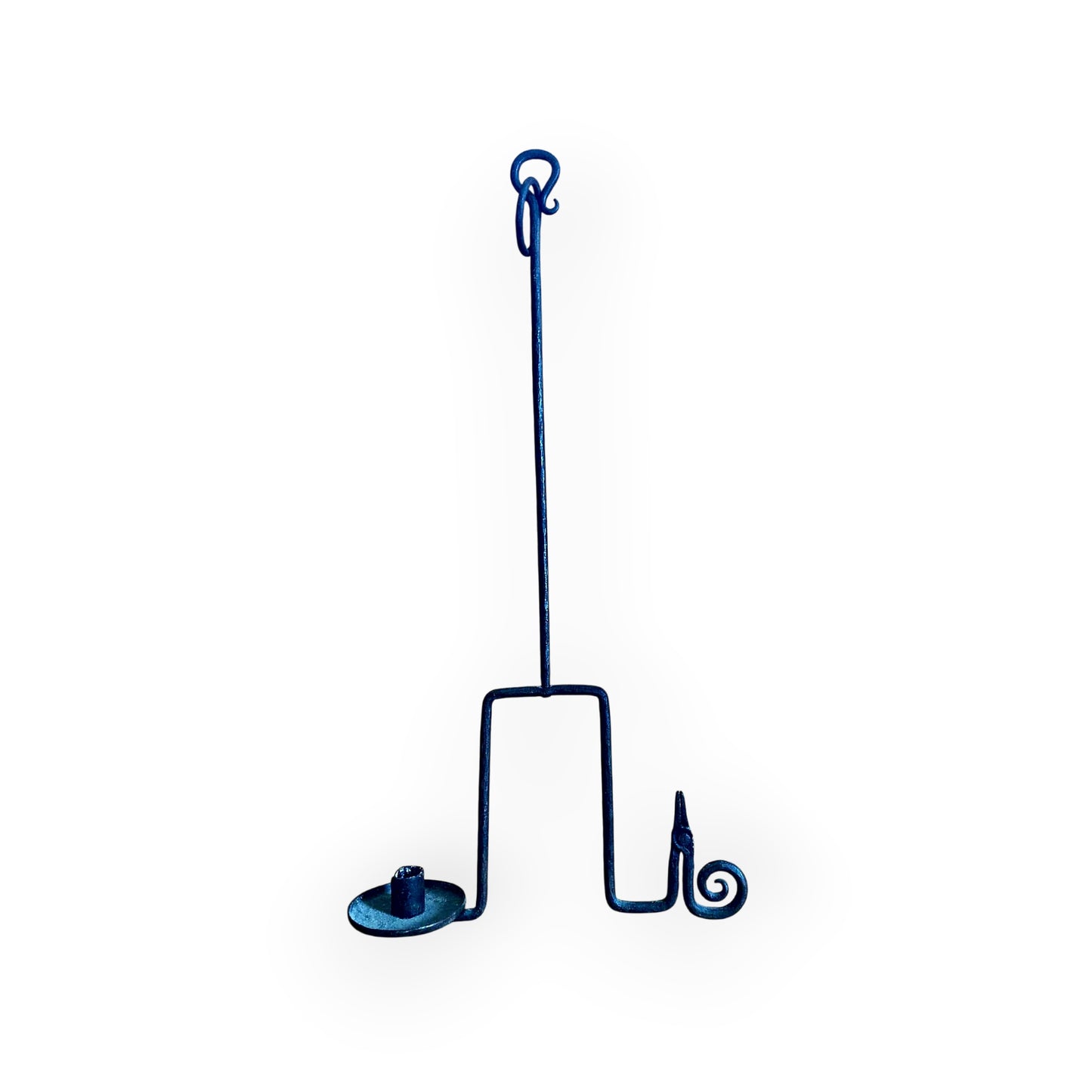 Late 18th-Century English Antique Iron Hanging Rushlight & Candleholder