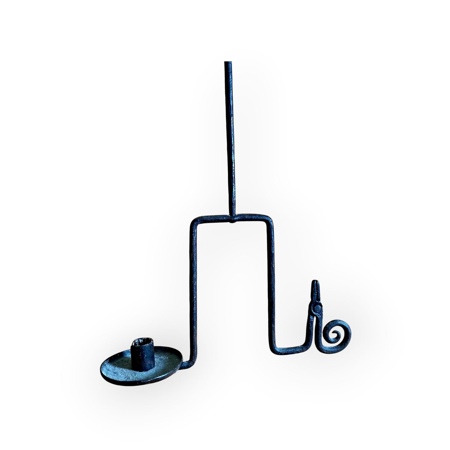 Late 18th-Century English Antique Iron Hanging Rushlight & Candleholder