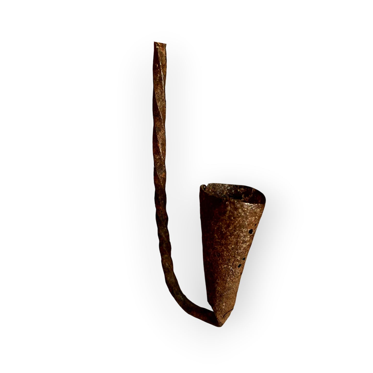 18th-Century English Antique Iron Hanging Loom Light / Candleholder