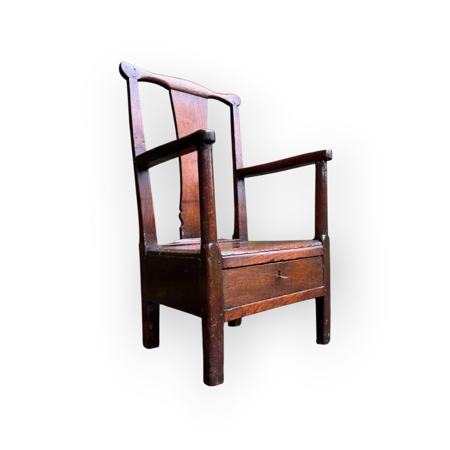 18th‑Century Welsh Antique Oak Armchair with Drawer, circa 1750