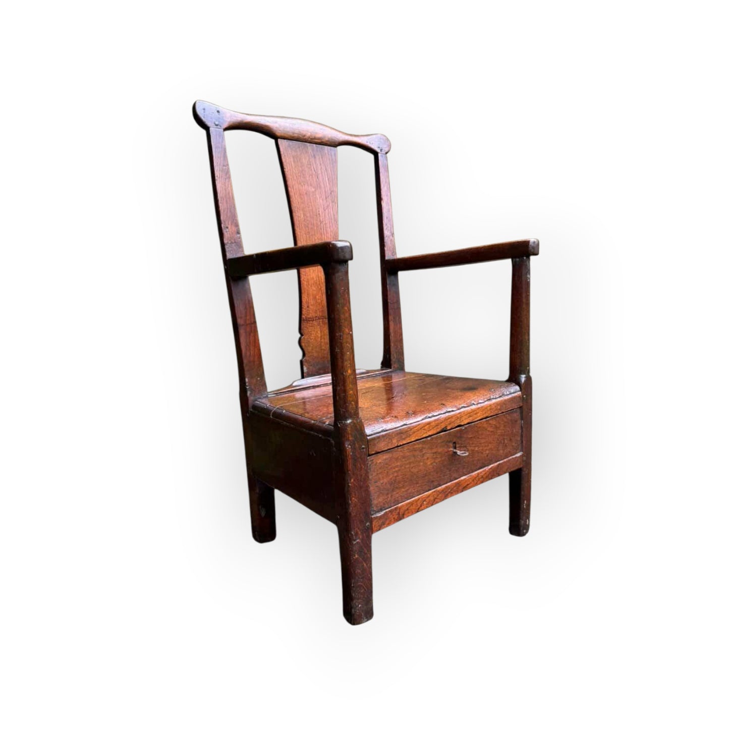 18th‑Century Welsh Antique Oak Armchair with Drawer, circa 1750