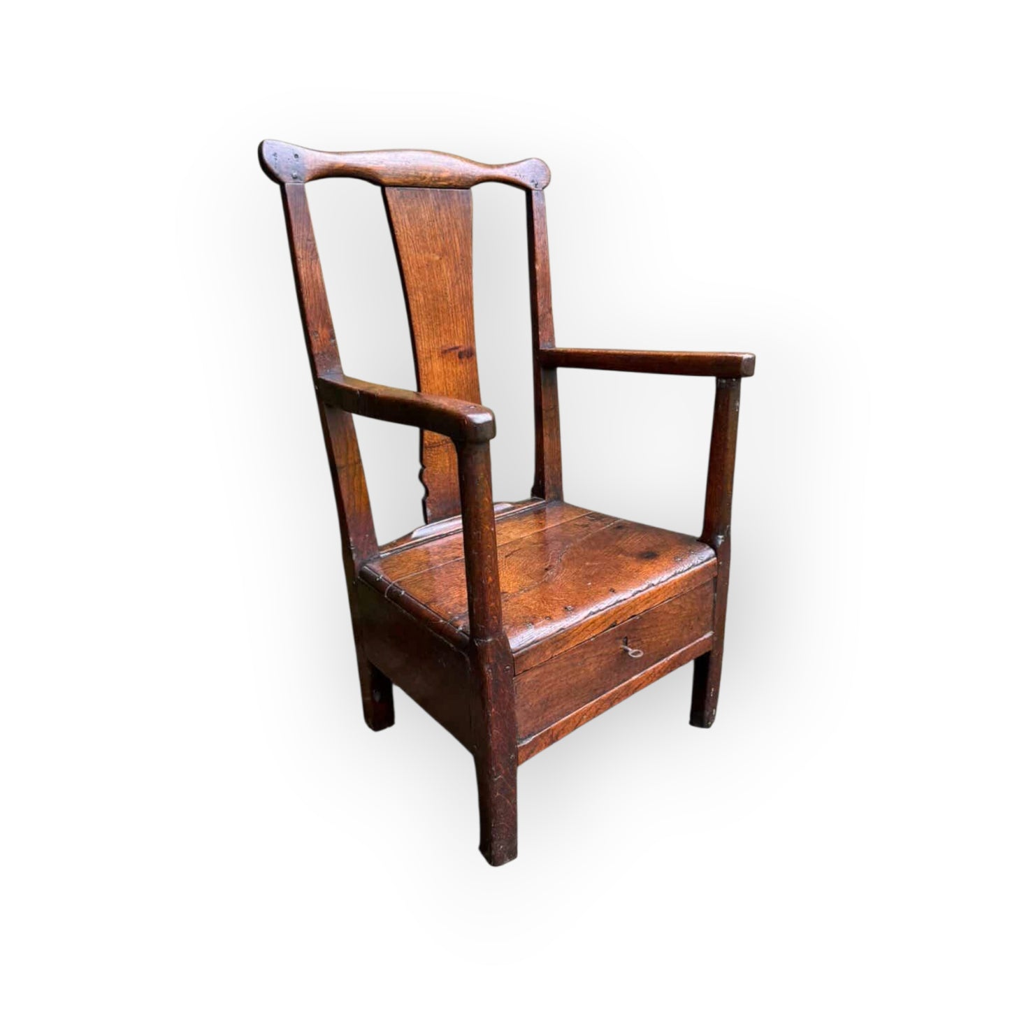18th‑Century Welsh Antique Oak Armchair with Drawer, circa 1750