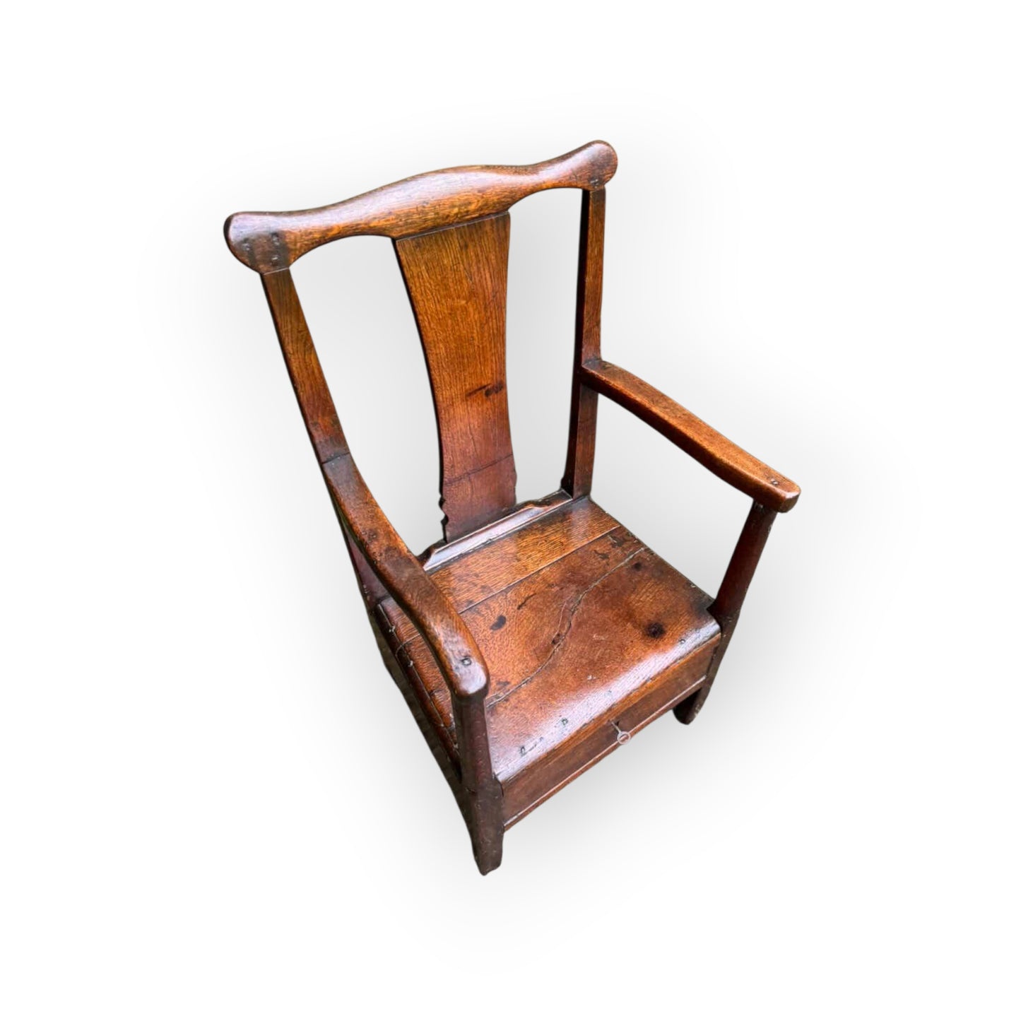18th‑Century Welsh Antique Oak Armchair with Drawer, circa 1750