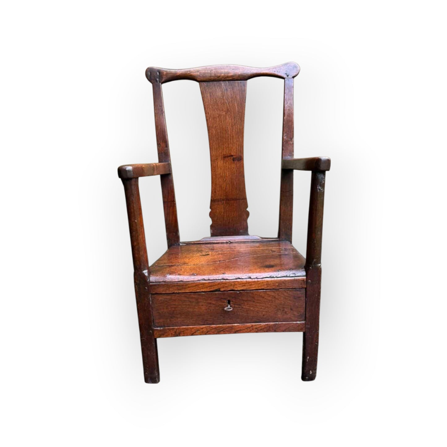 18th‑Century Welsh Antique Oak Armchair with Drawer, circa 1750