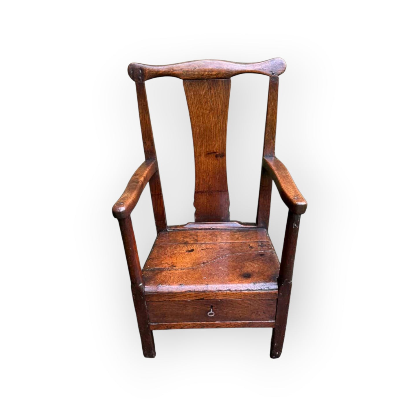 18th‑Century Welsh Antique Oak Armchair with Drawer, circa 1750