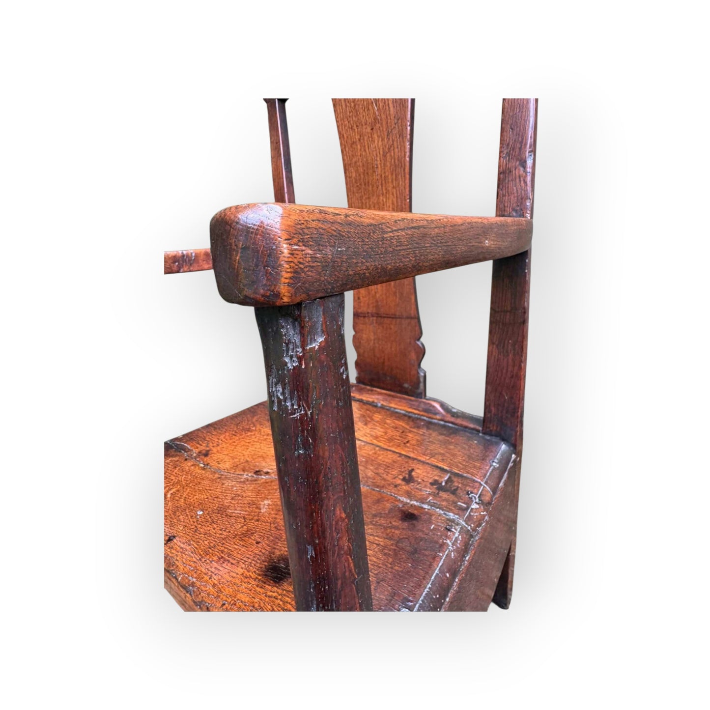 18th‑Century Welsh Antique Oak Armchair with Drawer, circa 1750