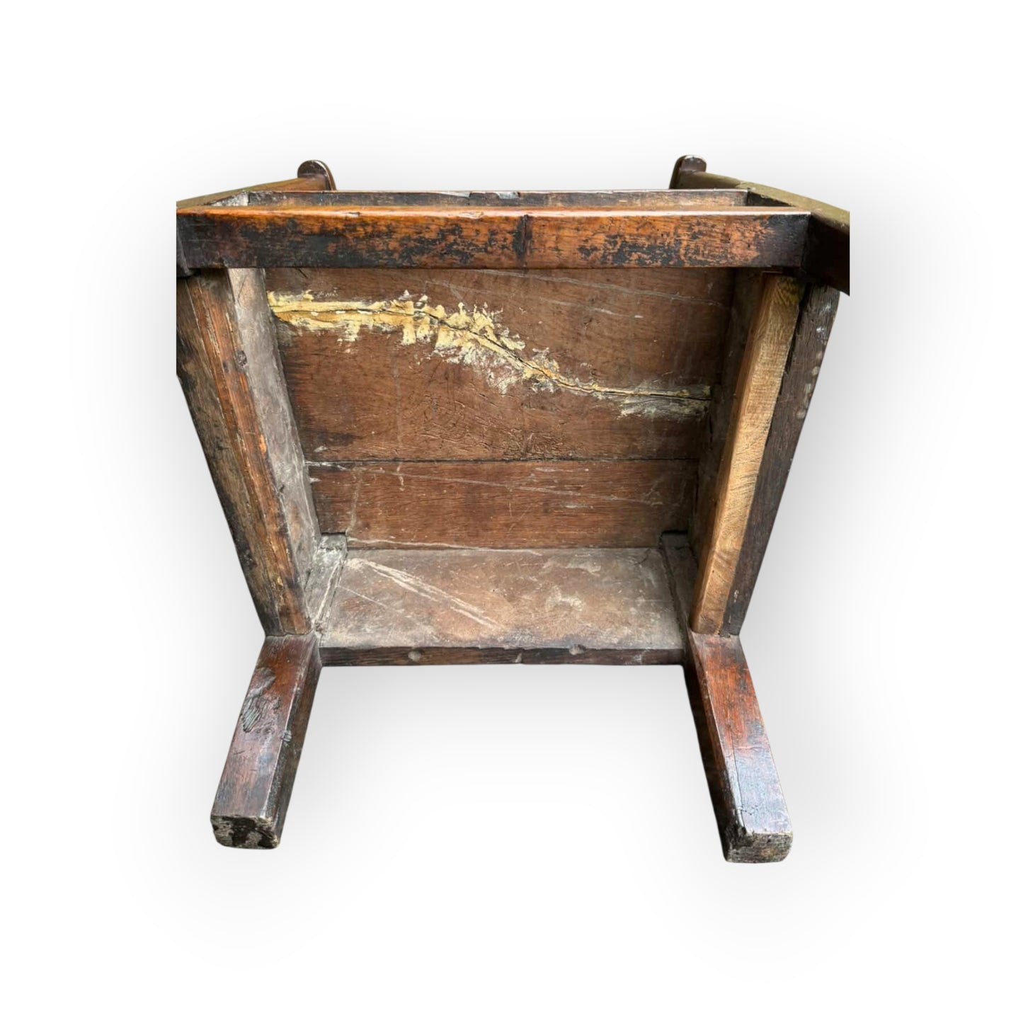 18th‑Century Welsh Antique Oak Armchair with Drawer, circa 1750