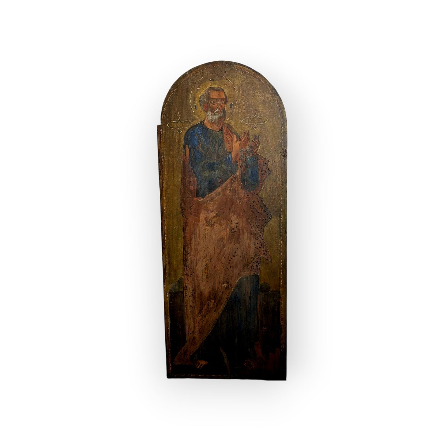 Large 18th‑Century Antique Painted Icon of Saint Peter, The First Apostle, Eastern Orthodox, circa 1750–1800