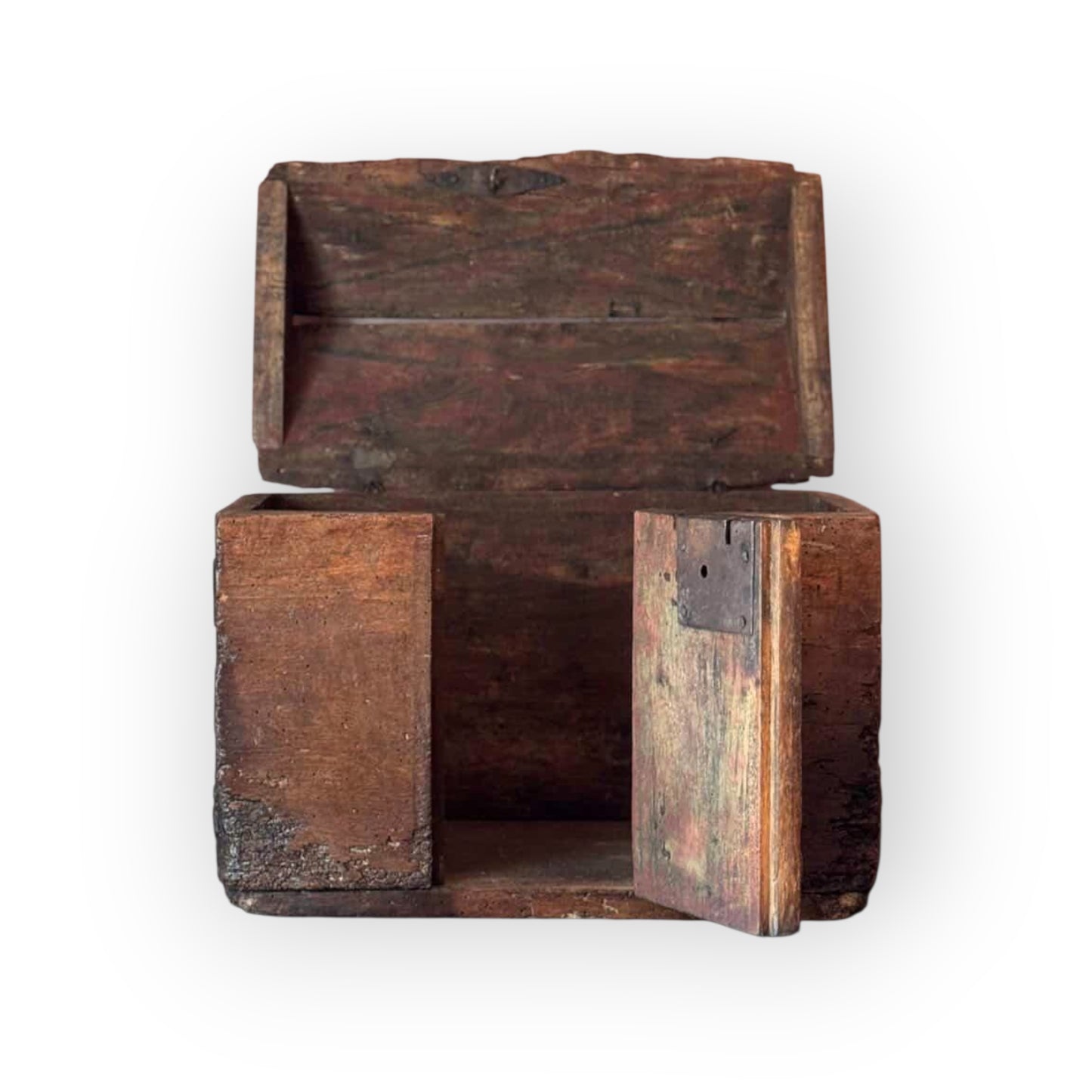 A Rare 17th Century Oak Alms Box with Coped Lid and Superb Waxed Patina