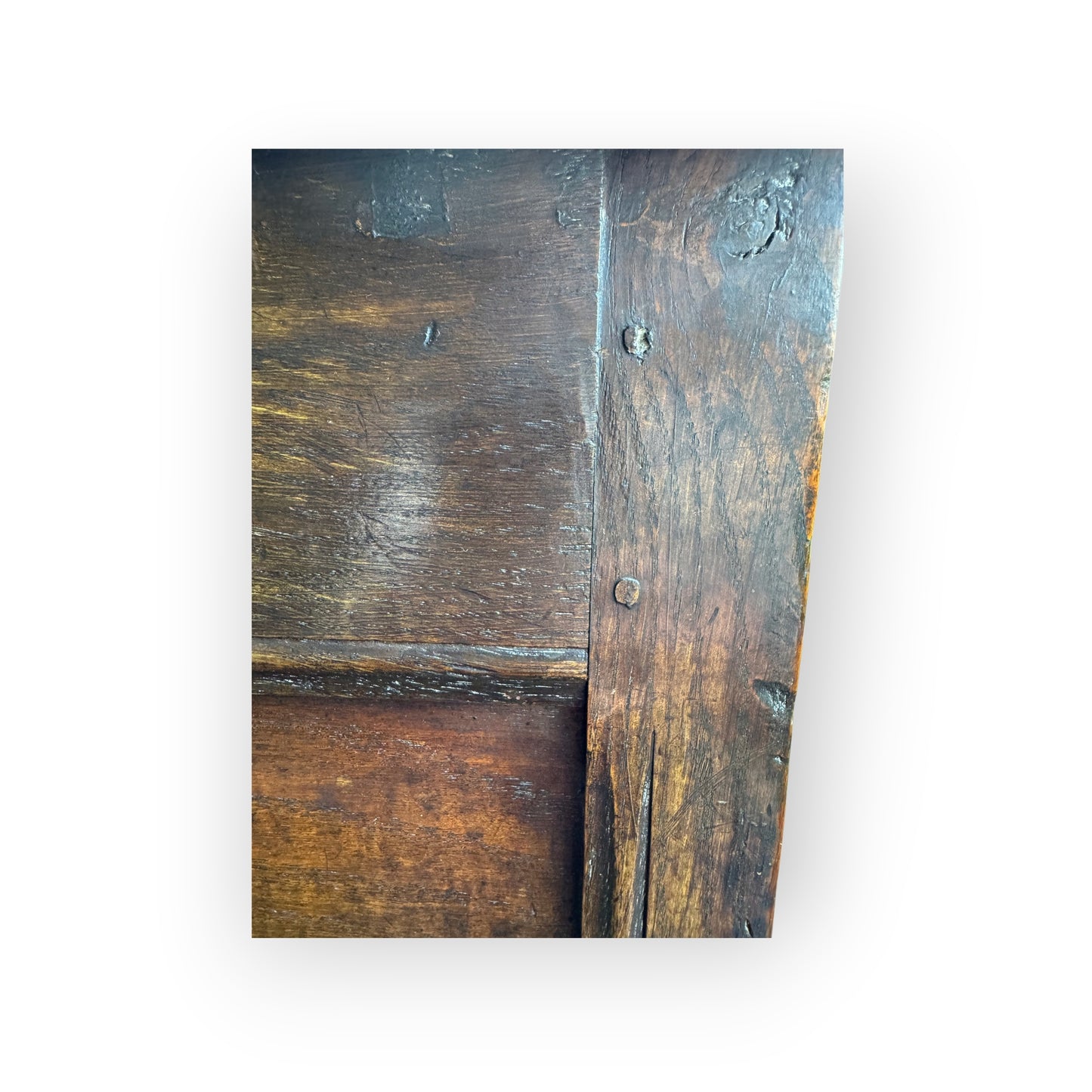 Small 17th-Century English Antique Oak Geometric Fronted Chest of Drawers