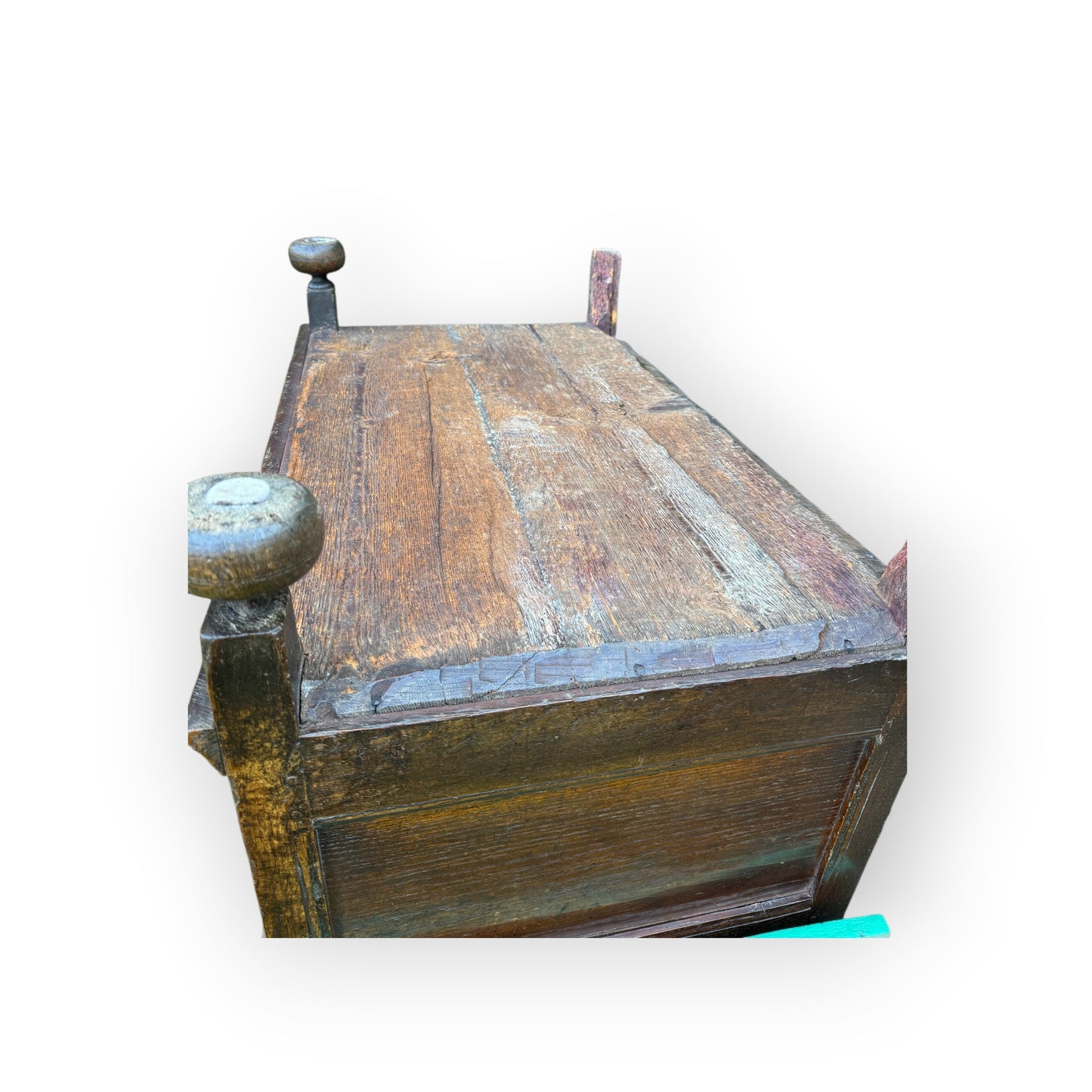 Small 17th-Century English Antique Oak Geometric Fronted Chest of Drawers