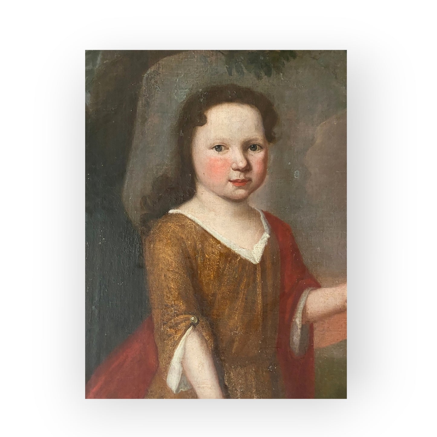Late 17th Century / Early 18th Century English School Antique Oil on Canvas Portrait Depicting a Young Girl with Cherries, Circa 1700