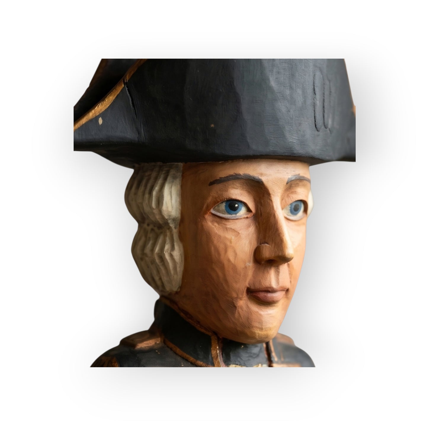 19th-Century English Antique Carved Wooden Ship's Polychromed Figurehead of Lord Nelson