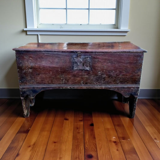 An Early 17th Century English Antique Oak Six-Plank Chest or Coffer