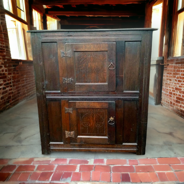17th Century English Antique Oak Food Cupboard