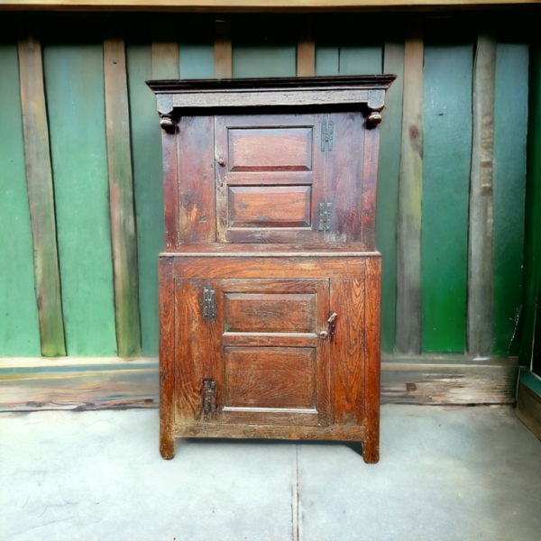 Late 17th Century English Antique Oak Court Cupboard of Small Proportions