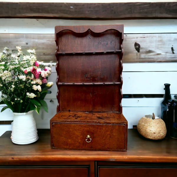 Late 18th Century George III Period English Antique Oak Spoon Rack