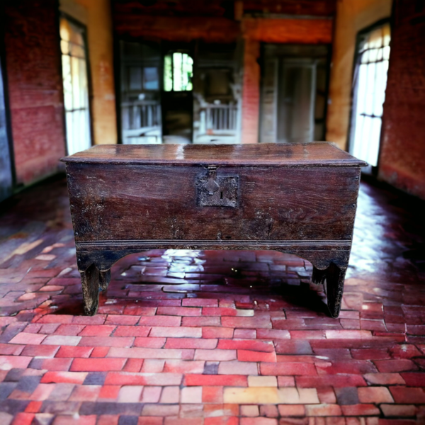 An Early 17th Century English Antique Oak Six-Plank Chest or Coffer