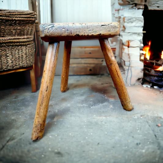 Diminutive Late 18th Century Welsh Antique Milking Stool